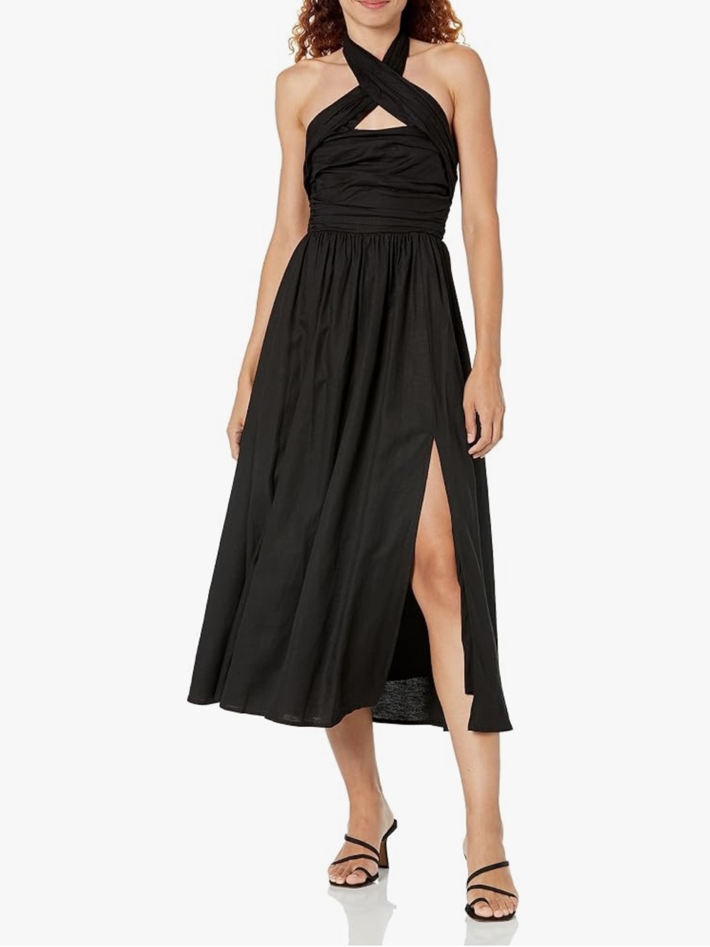 ASTR The Label Zaria Linen Blend Dress in black